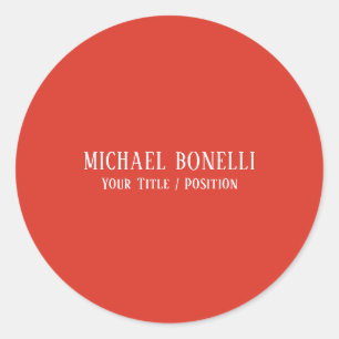 Sticker Rond Couleur Rouge Classique Élégante Police Serif Mini