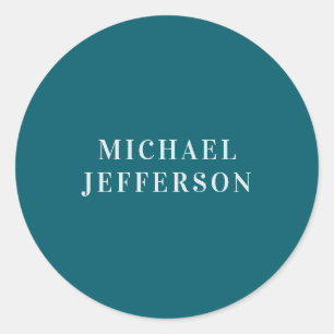 Sticker Rond Couleur sarcelle foncée uni chic personnalisée sur