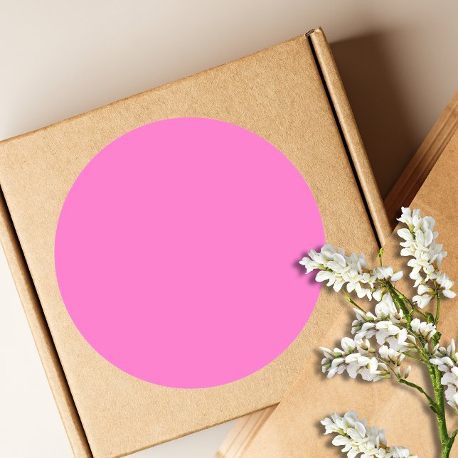 Sticker Rond Couleur solide rose néon | Classique (Créateur téléchargé)