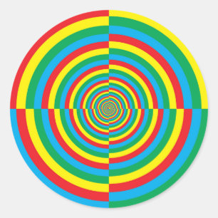 Sticker Rond couleur vortex rouge jaune vert bleu cible