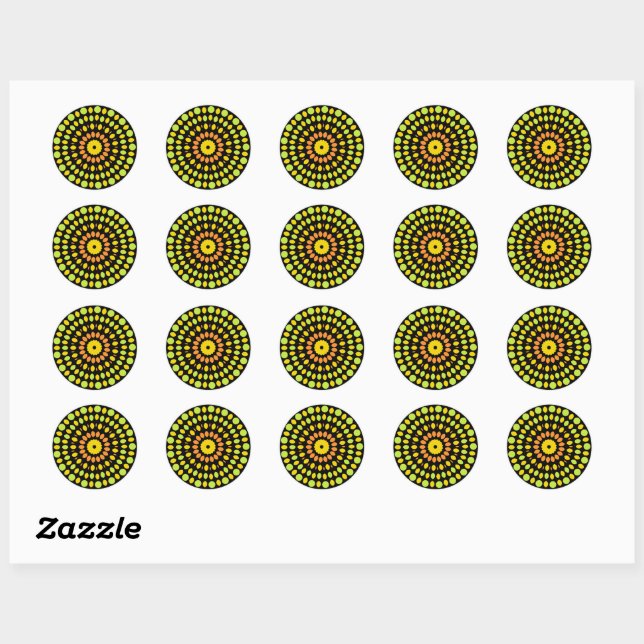 Sticker Rond Couleurs agrumes, vert, jaune, orange, (Feuille)