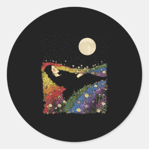 Sticker Rond Couleurs arc-en-ciel florales mignonnes féminines 