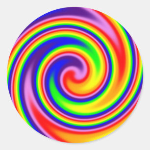 Sticker Rond Couleurs Arc-en-ciel Rétro Hippie en Flou Artistiq