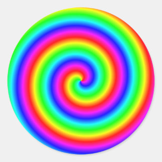 Sticker Rond Couleurs arc-en-ciel. Spirale brillante et colorée