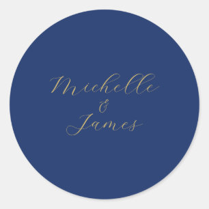 Sticker Rond Couleurs Bleu & Or Nom Professionnel Tendance Mode
