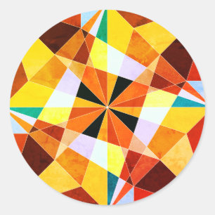 Sticker Rond Couleurs Chaudes Formes Géométriques Angulaires Fr