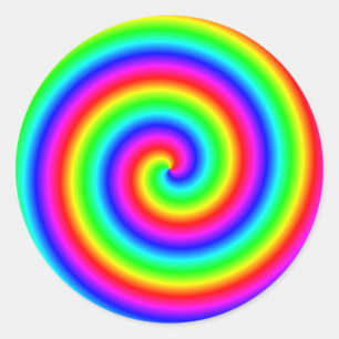 Sticker Rond Couleurs d'arc-en-ciel. Spirale lumineuse et