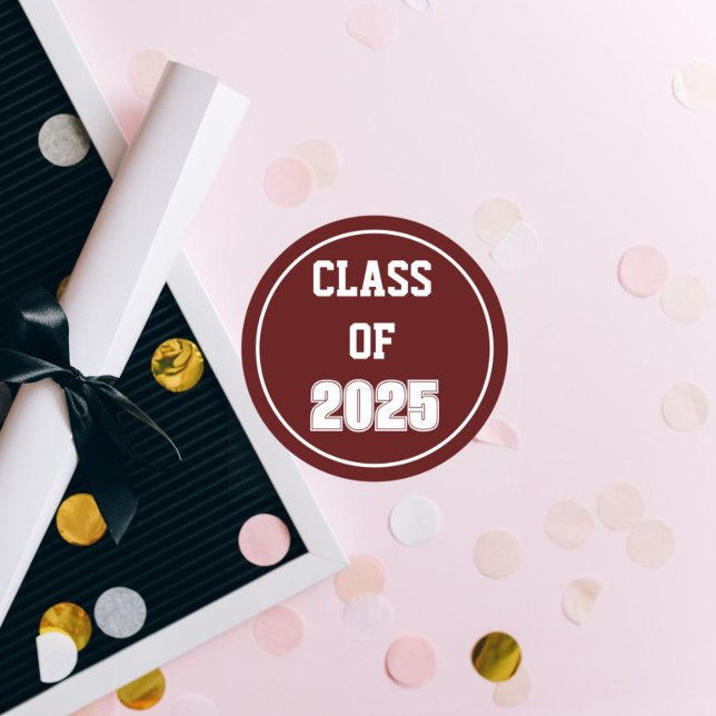 Sticker Rond Couleurs de l'école Marron et Blanc Année de promo (In Situ Graduation)