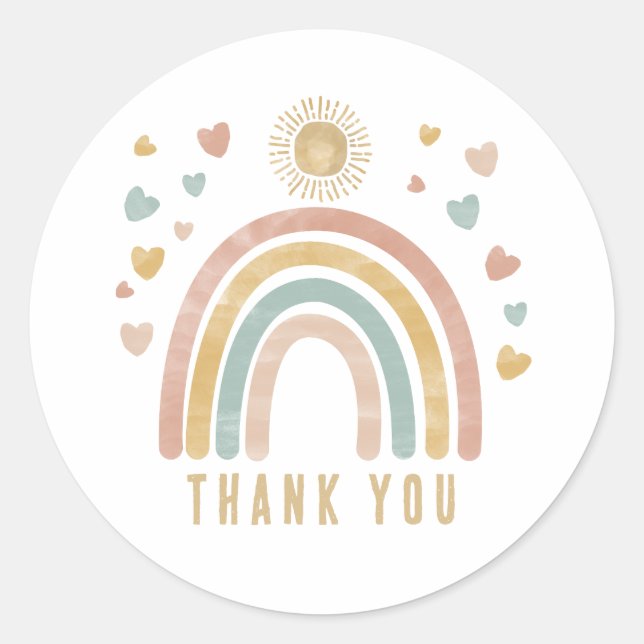 Sticker Rond Couleurs de terre rétro aquarelle arc-en-ciel et s (Devant)