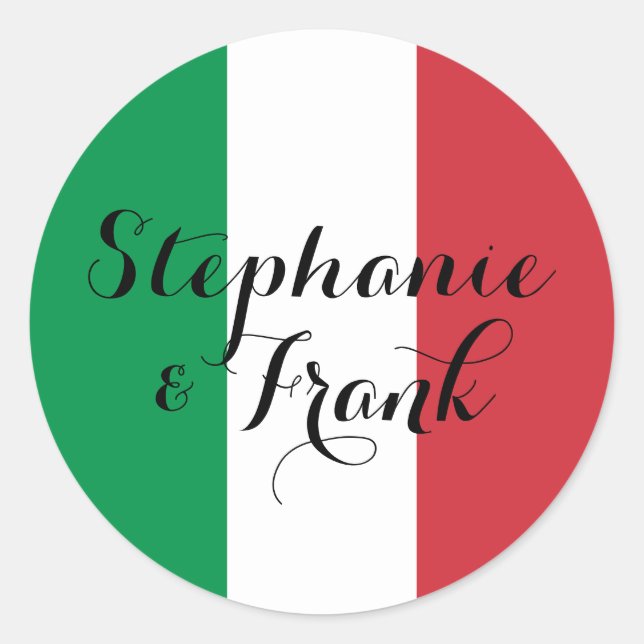 Sticker Rond Couleurs du drapeau italien pour un mariage (Devant)