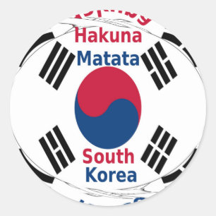 Sticker Rond Couleurs du drapeau national sud-coréen Art Imprim