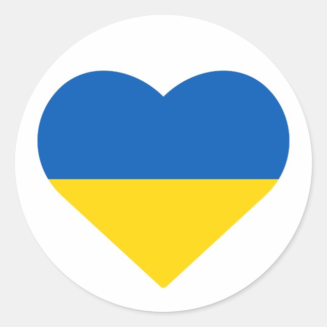 Sticker Rond Couleurs du drapeau ukrainien Coeur bleu et jaune  (Devant)