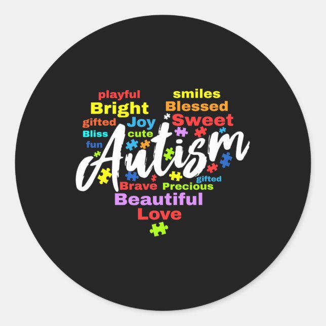 Sticker Rond Couleurs du mois de la sensibilisation sur l'autis (Devant)