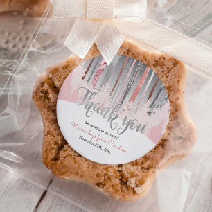 Sticker Rond Couleurs muettes Forêt de neige Anniversaire hiver