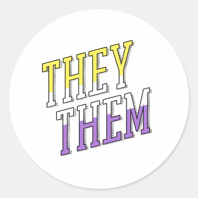 Sticker Rond Couleurs non binaires Ils Elles (Devant)