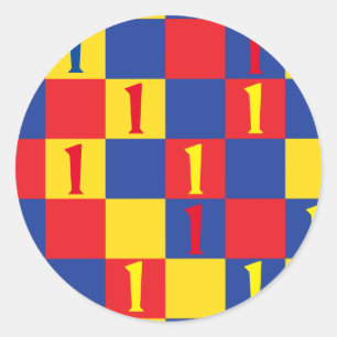 Sticker Rond Couleurs primaires Enfants 1ère fête d'anniversair