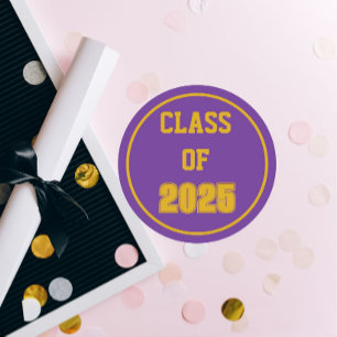 Sticker Rond Couleurs Scolaires Violet et Or Année de Promotion