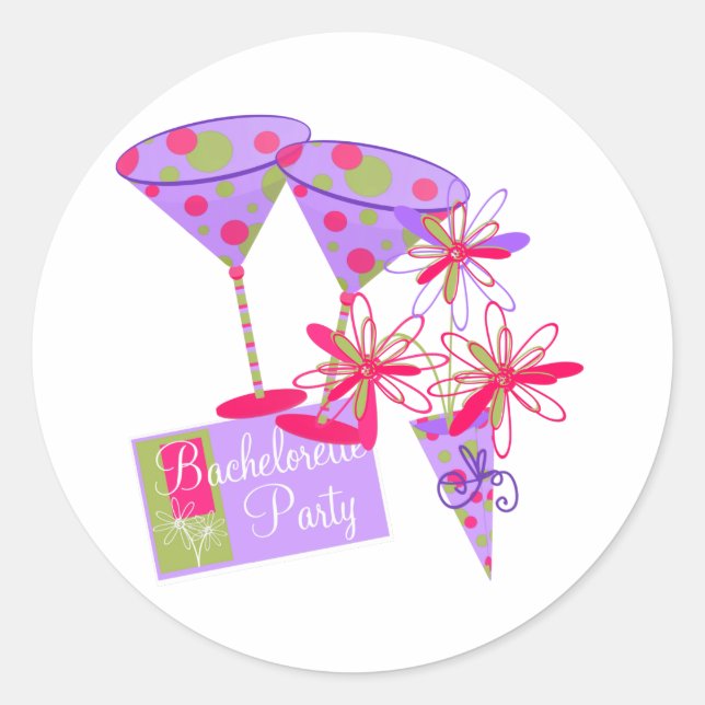 Sticker Rond Couleurs vives Bachelorette Party (Devant)