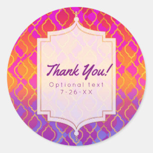 Sticker Rond Couleurs Vives Favori de Fête Glam Arabe Marocain