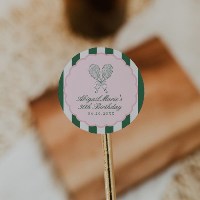 Sticker Rond Country Club Courtside Racquet Tennis Birthday (Créateur téléchargé)