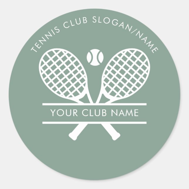 Sticker Rond Country Club Name Tennis Team Sage Green Custom (Devant)