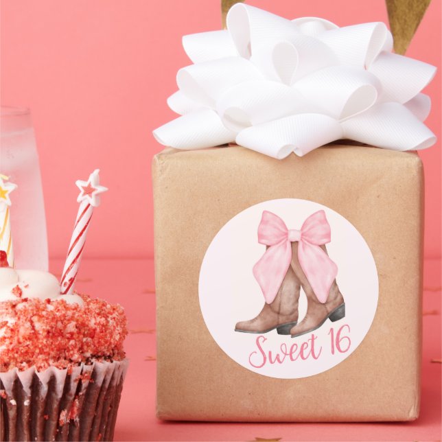 Sticker Rond Country Girl Cowboy Boots n’Casquette (Fête)