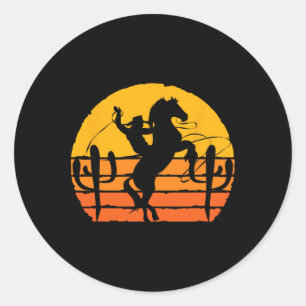Sticker Rond Country Horseck équitation Western Horse Rider Ret
