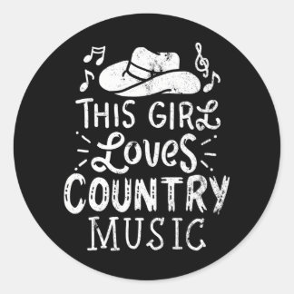 Sticker Rond Country Music Western Casquette Musicien