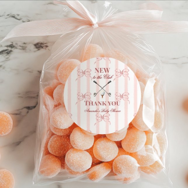 Sticker Rond Country Pink New to the Club Girl Golf Baby Shower (Créateur téléchargé)