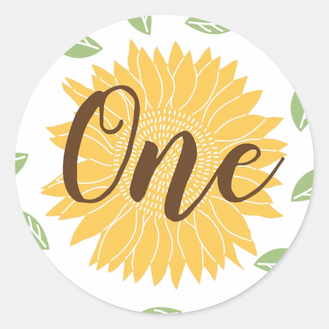 Sticker Rond Country Sunflower Baby's 1st Birthday (Devant)