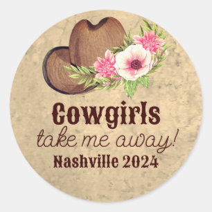 Sticker Rond Country western rose floral Cowgirl