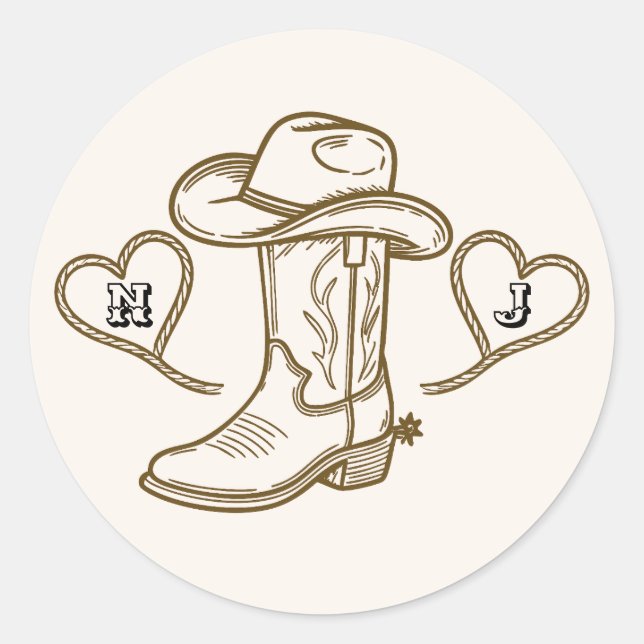 Sticker Rond Country Western Vintage Dernier Rodéo Enterrement  (Devant)