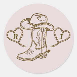 Sticker Rond Country Western Vintage Dernier Rodéo Rose 