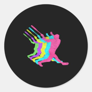 Sticker Rond Coup de circuit de baseball Couleurs des années 80