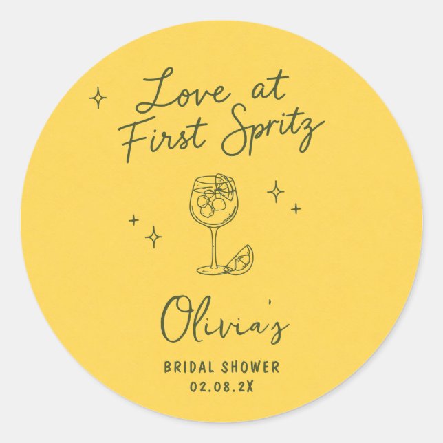 Sticker Rond Coup de foudre au premier Spritz  (Devant)