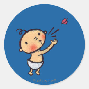 Sticker Rond Coup de Leslie Patricelli un bébé de baiser