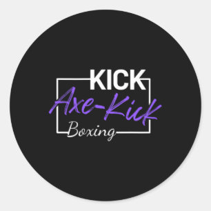 Sticker Rond Coup de pied de hache de kickboxing