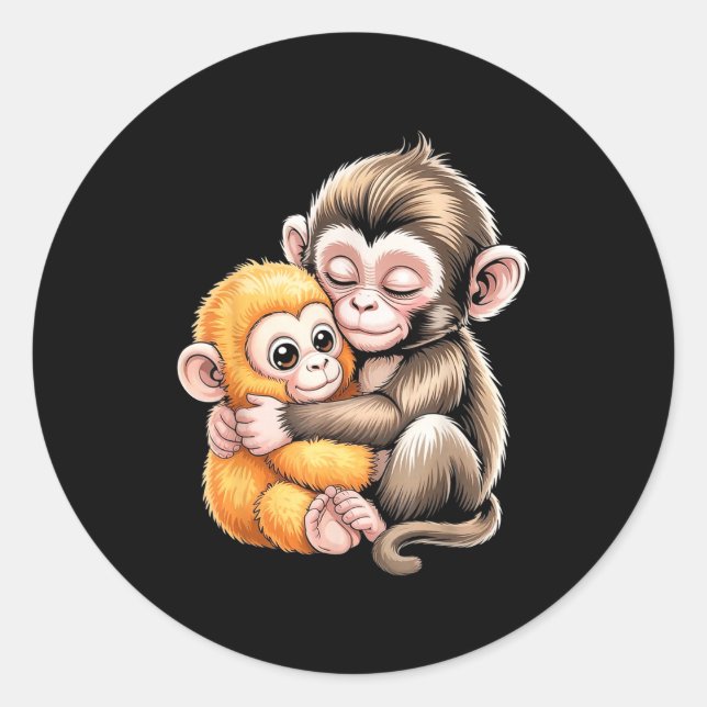 Sticker Rond Coup de poing de bébé singe (Devant)