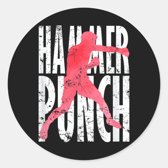 Sticker Rond Coup de poing de boxe MMA (Devant)