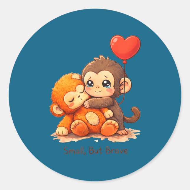 Sticker Rond coup de singe bébé graphique petit coup grand amou (Devant)