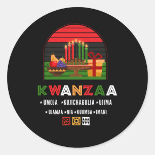 Sticker Rond Coupe Africaine Américaine Ou Kwanzaa Kinara Ou Kw