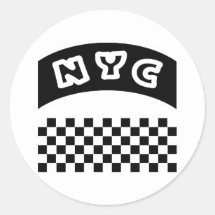 Sticker Rond Coupe-circuit de NYC avec le damier et la bannière