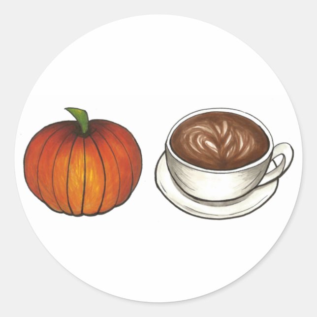 Sticker Rond Coupe citrouille Spice Coffee Fin automne automne  (Devant)