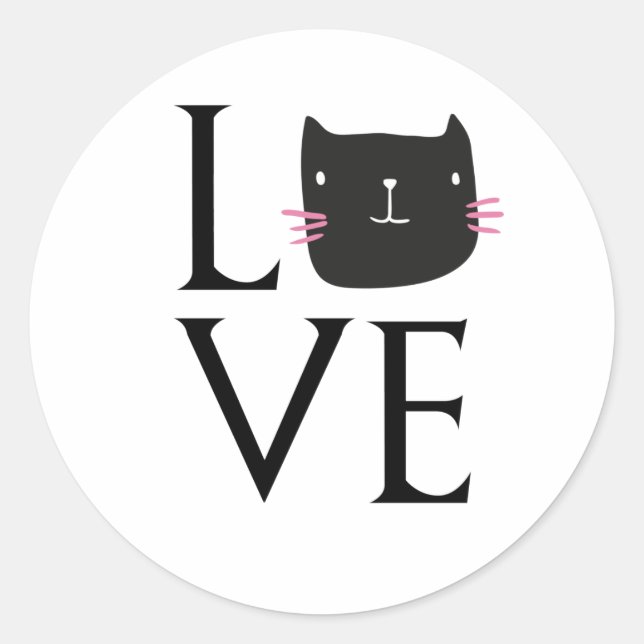 STICKER ROND COUPE DE CAFÉ LOVE CAT (Devant)