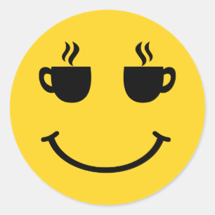 Sticker Rond Coupe de café sourire