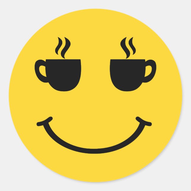 Sticker Rond Coupe de café sourire (Devant)