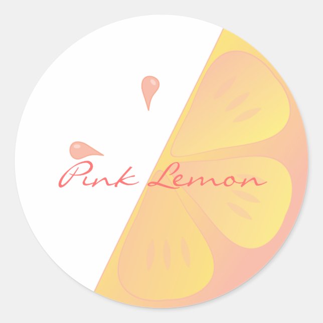 Sticker Rond Coupe de citron rose (Devant)