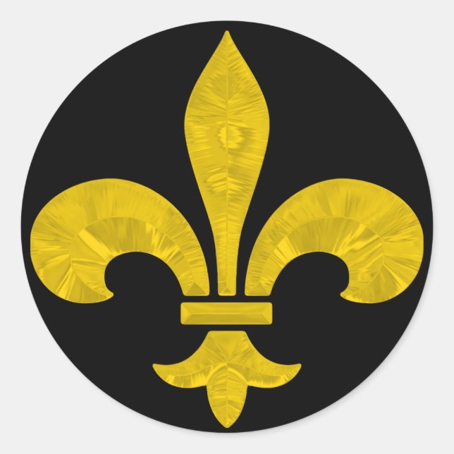 Sticker Rond Coupe de feuille d'or Fleur De Lis (Devant)