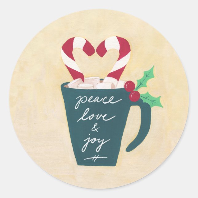 Sticker Rond Coupe de Paix, Amour et Joie (Devant)