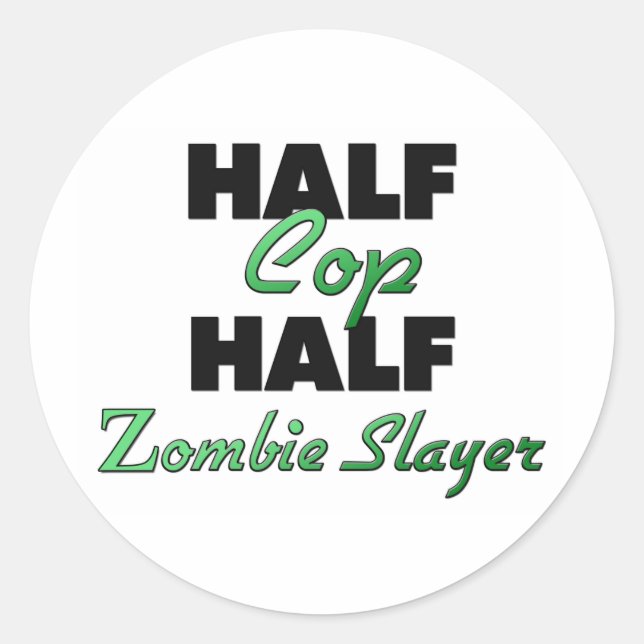 Sticker Rond Coupe demi-coupe demi-couche Zombie (Devant)
